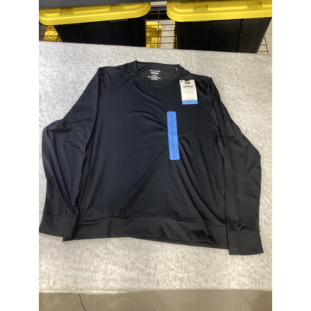 Members Mark Mens Favorite Soft Pullover Black Long Sleeve Shirt MM25549 Large‎
